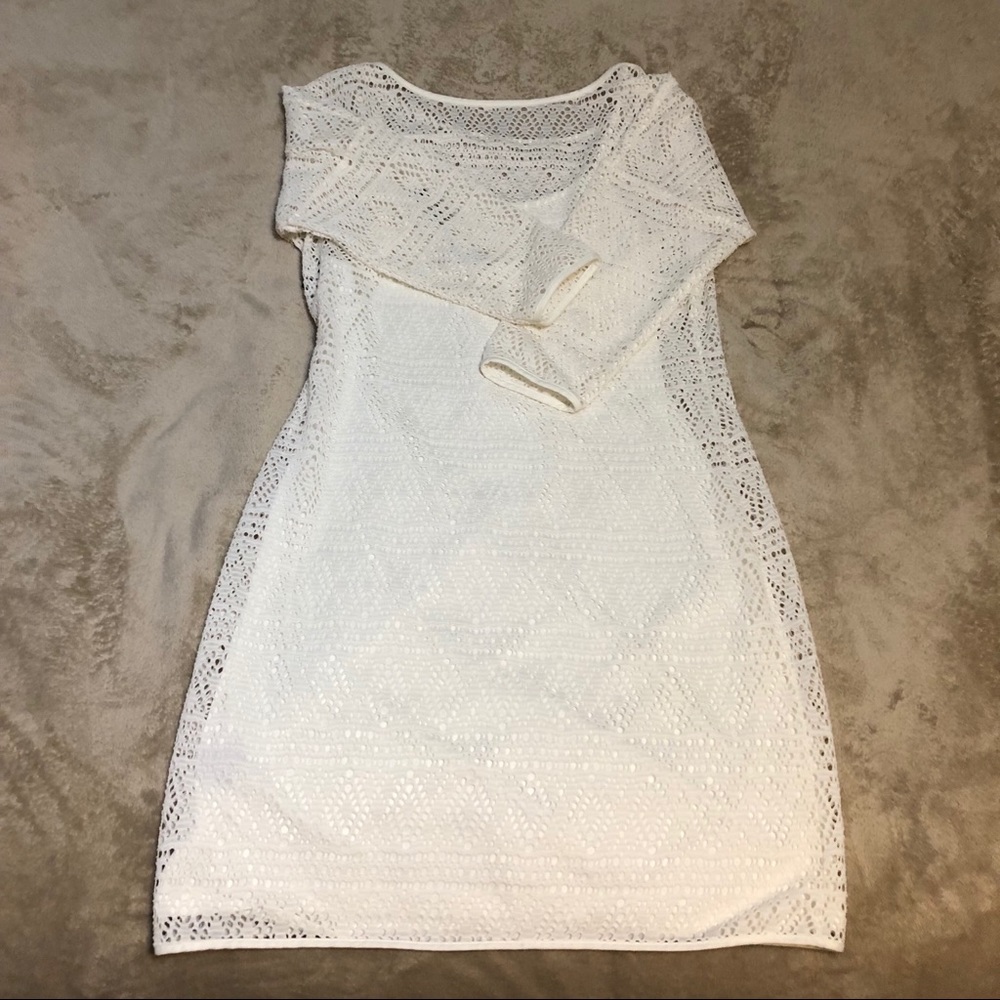 Express White Lace 3/4 Sleeve Dress - Picture 5 of 7